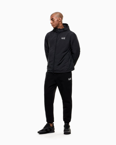 EA7 Core Identity Nylon Hooded Jacket – Black