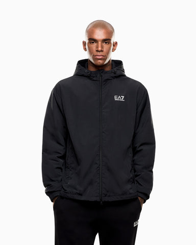EA7 Core Identity Nylon Hooded Jacket – Black