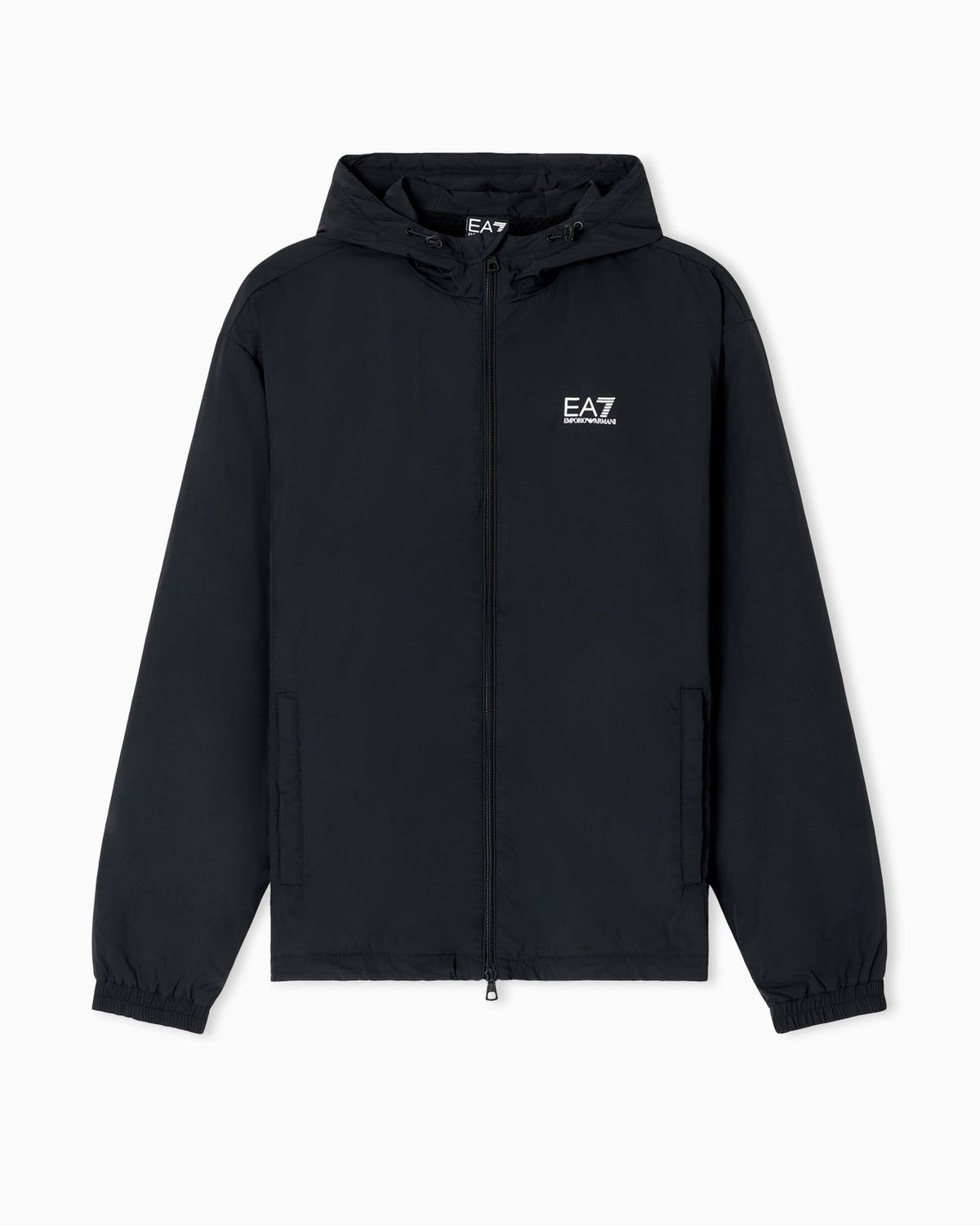 EA7 Core Identity Nylon Hooded Jacket – Black