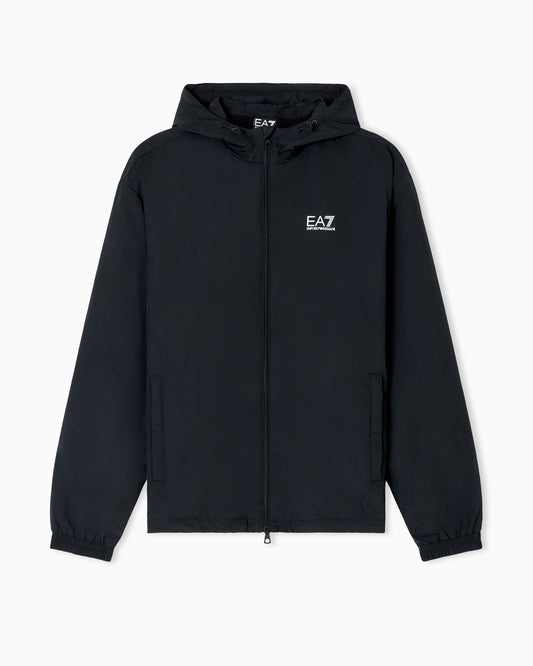 EA7 Core Identity Nylon Hooded Jacket – Black