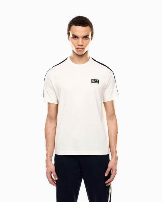 EA7 Logo Tape Detail T-Shirt – Beige