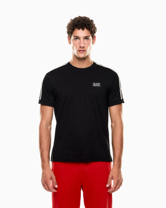 EA7 Logo Tape Detail T-Shirt – Black
