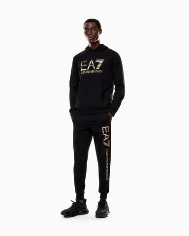 EA7 Logo Series Hoodie with Oversized Logo – Black