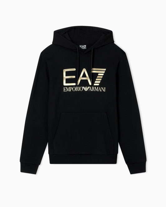 EA7 Logo Series Hoodie with Oversized Logo – Black