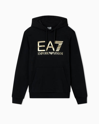 EA7 Logo Series Hoodie with Oversized Logo – Black
