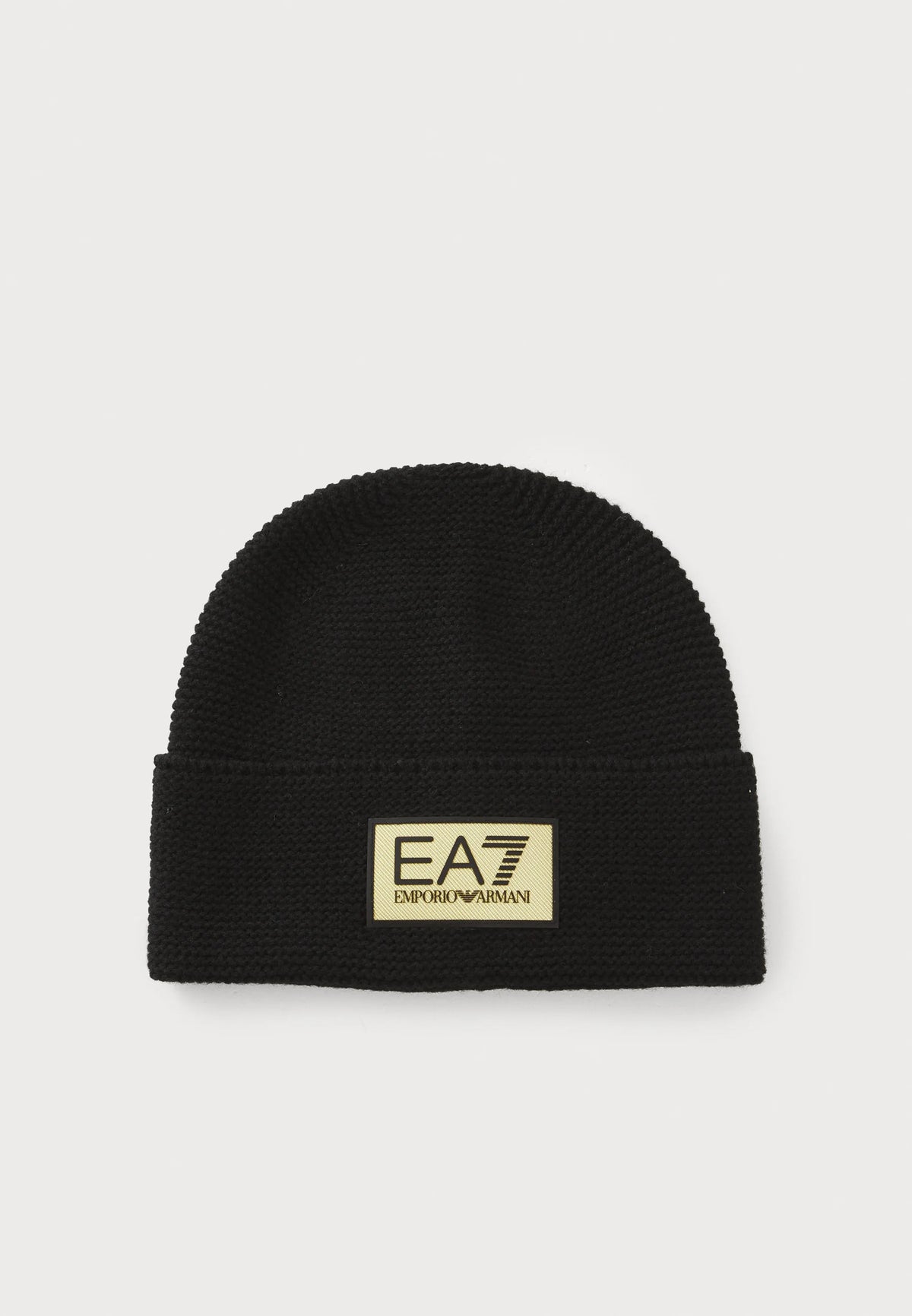EA7 Mountain Gold Label Wool Blend Beanie – Black