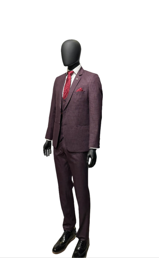 Hidden Hero Three Piece Suit Wine
