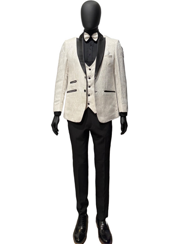Hidden Hero 4Pc Tuxedo Suit Off White