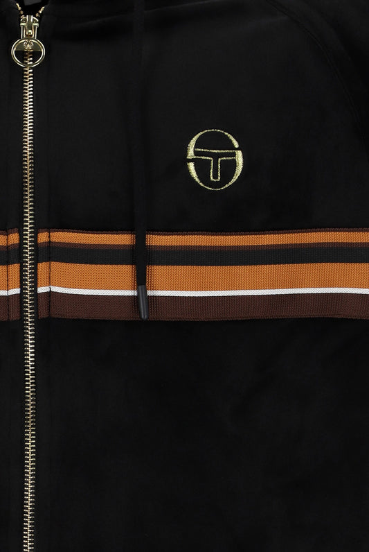 Sergio Tacchini Albi Velour Zip Hoodie – Black / Gold
