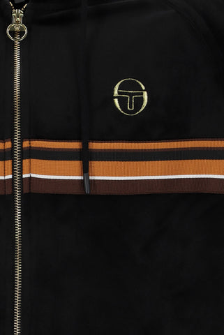 Sergio Tacchini Albi Velour Zip Hoodie – Black / Gold