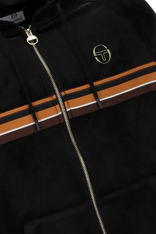 Sergio Tacchini Albi Velour Zip Hoodie – Black / Gold