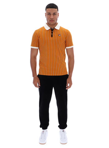 FILA Classic Vintage Striped Polo – Pumpkin Spice
