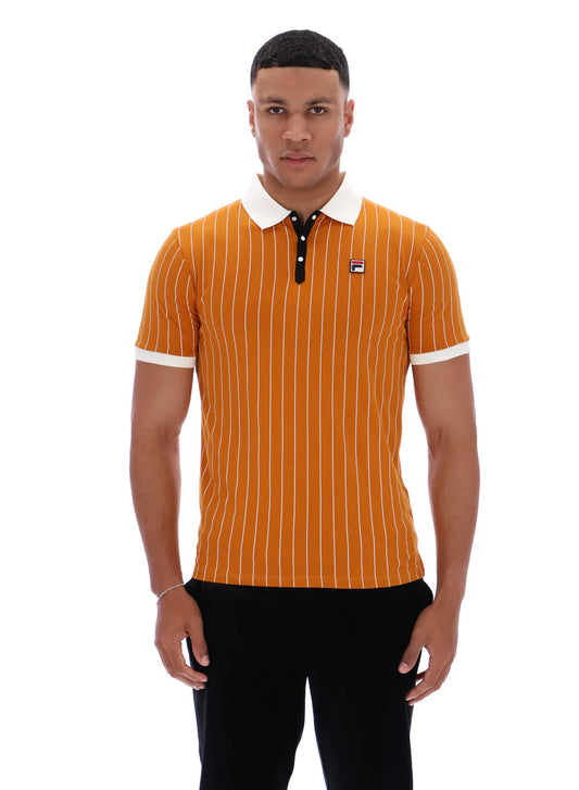 FILA Classic Vintage Striped Polo – Pumpkin Spice