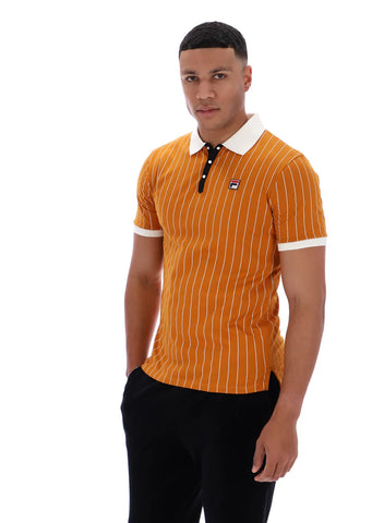 FILA Classic Vintage Striped Polo – Pumpkin Spice