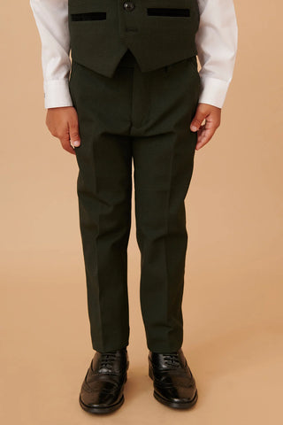 Marc Darcy Bromley - Children's Olive Green Check Print Three Piece Suit