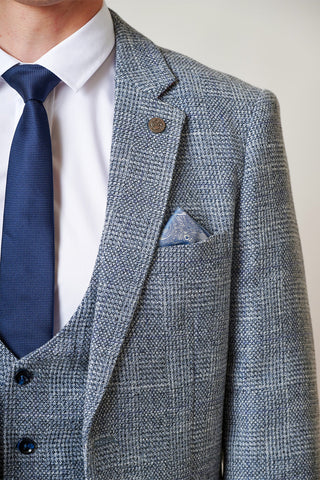Marc Darcy Kris - Sky Blue Tweed Three Piece Suit