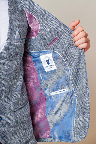 Marc Darcy Kris - Sky Blue Tweed Three Piece Suit
