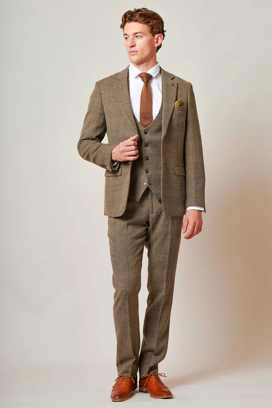 Marc Darcy Kris - Tan Tweed Three Piece Suit
