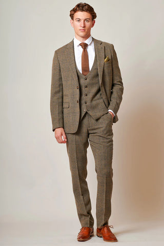 Marc Darcy Kris - Tan Tweed Three Piece Suit
