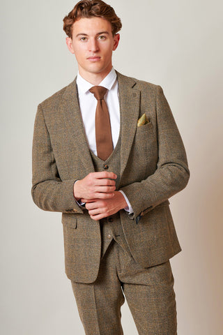 Marc Darcy Kris - Tan Tweed Three Piece Suit