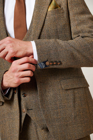 Marc Darcy Kris - Tan Tweed Three Piece Suit