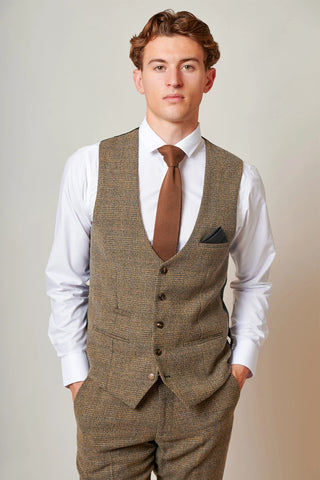 Marc Darcy Kris - Tan Tweed Three Piece Suit