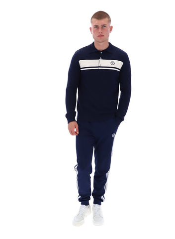 Sergio Tacchini Damarindo Long Sleeve Knit Polo – Maritime Blue