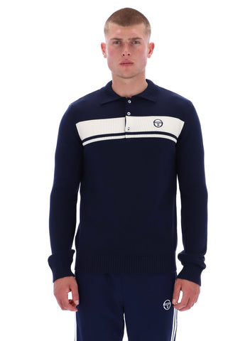 Sergio Tacchini Damarindo Long Sleeve Knit Polo – Maritime Blue