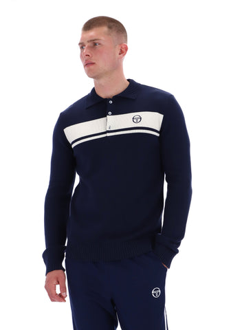 Sergio Tacchini Damarindo Long Sleeve Knit Polo – Maritime Blue
