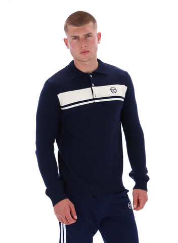 Sergio Tacchini Damarindo Long Sleeve Knit Polo – Maritime Blue