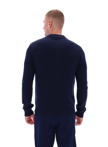 Sergio Tacchini Damarindo Long Sleeve Knit Polo – Maritime Blue