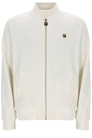 White jacket with brand logo on a white background