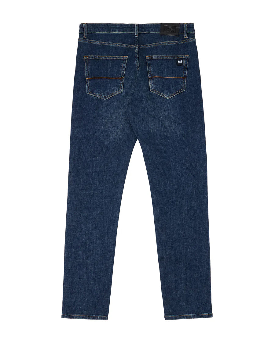 Faded jeans on a white background
