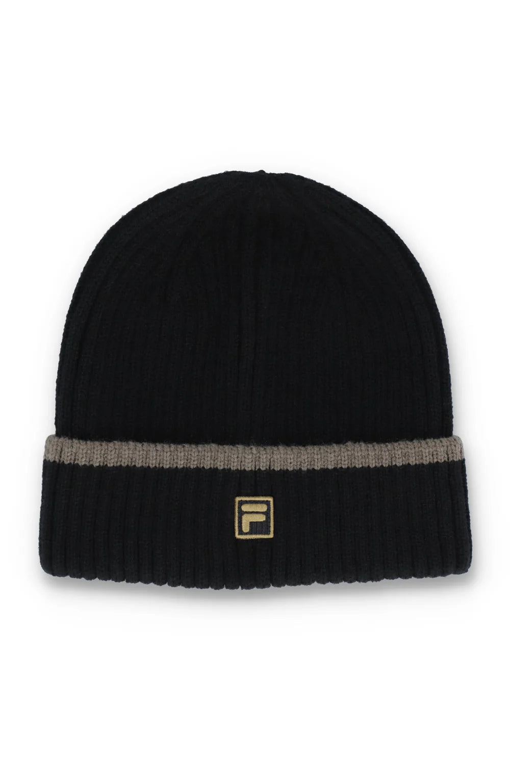 FILA Gold Ellison Ribbed Turn-Up Beanie – Black