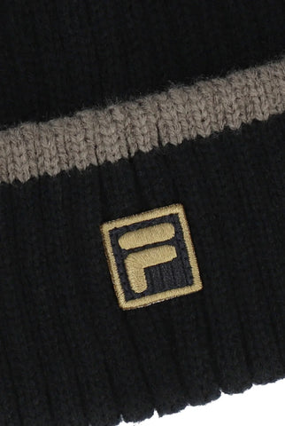 FILA Gold Ellison Ribbed Turn-Up Beanie – Black