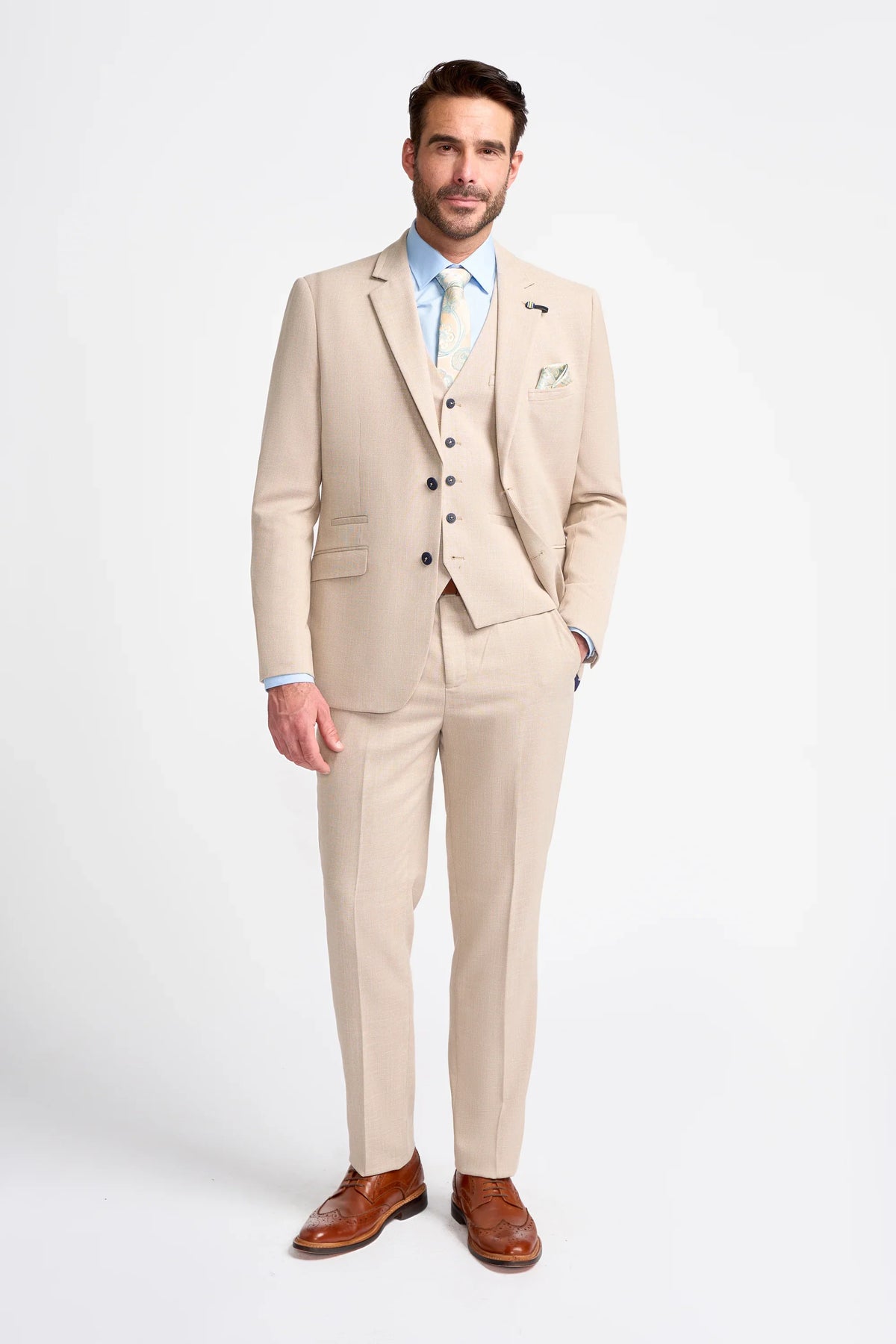 House of Cavani Miami - Beige Three Piece Suit