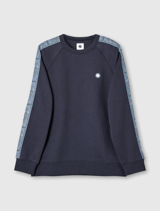 Pretty Green Eclipse Paisley Tape Crew Sweatshirt Navy