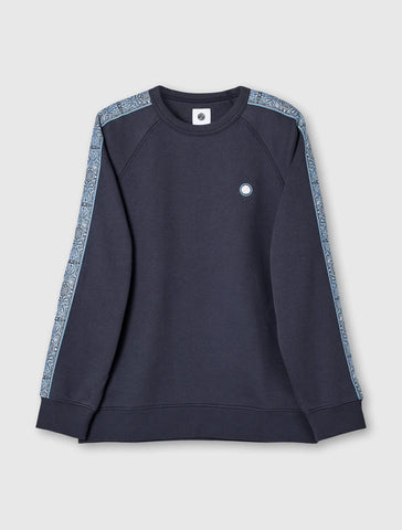 Pretty Green Eclipse Paisley Tape Crew Sweatshirt Navy