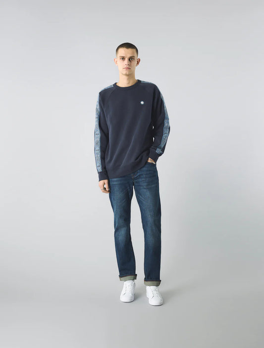 Pretty Green Eclipse Paisley Tape Crew Sweatshirt Navy