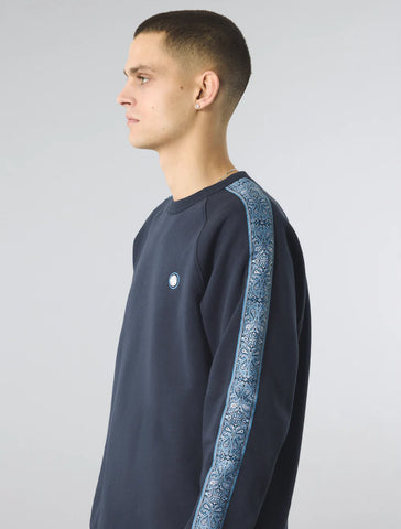 Pretty Green Eclipse Paisley Tape Crew Sweatshirt Navy