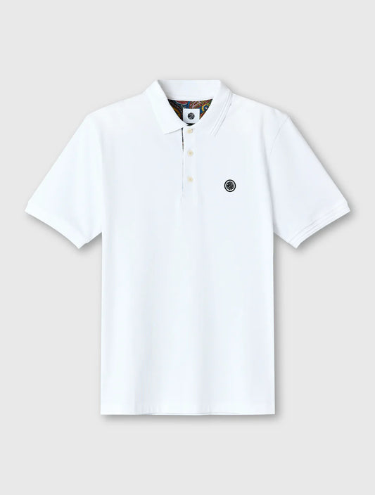 Pretty Green House Paisley Placket Polo White