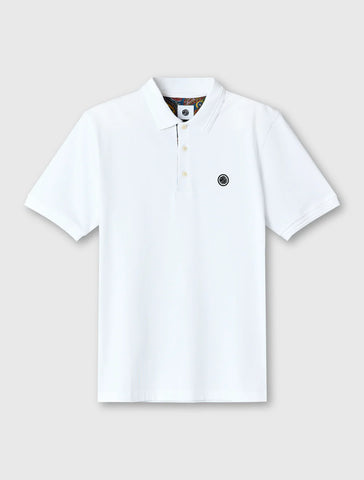 Pretty Green House Paisley Placket Polo White