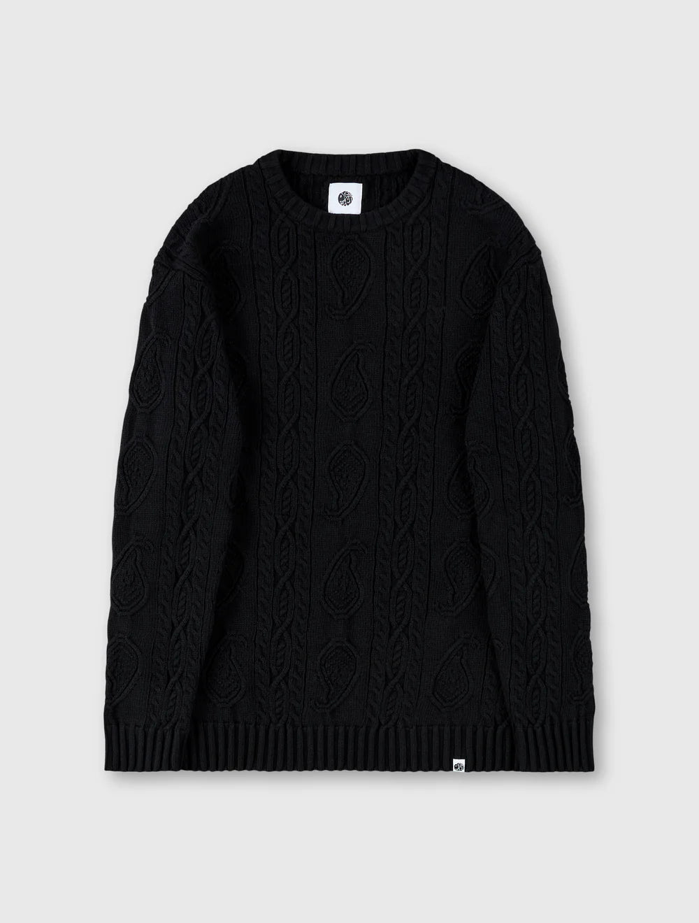 Pretty Green Marylebone Paisley Cable Knit Jumper – Black