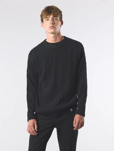 Pretty Green Marylebone Paisley Cable Knit Jumper – Black