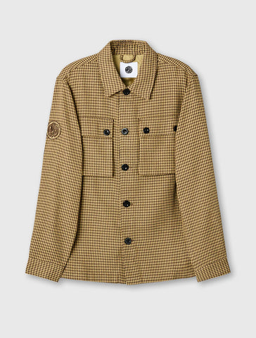 Pretty Green Kilburn Overshirt in Taupe – front view