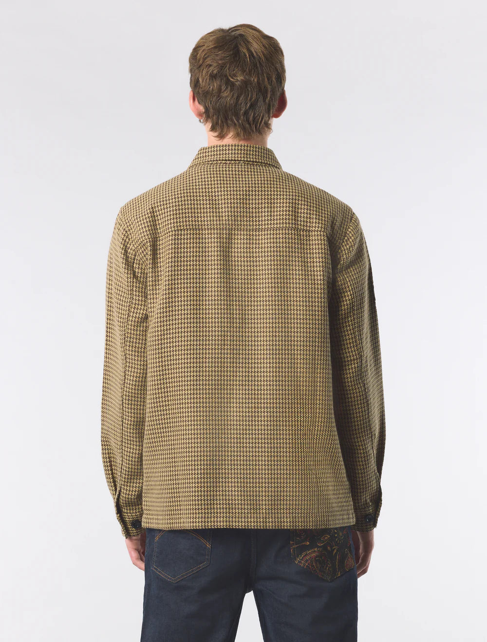 Pretty Green Kilburn Overshirt in Taupe – back view”