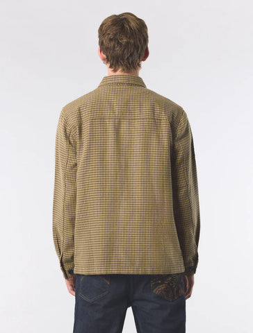 Pretty Green Kilburn Overshirt in Taupe – back view”