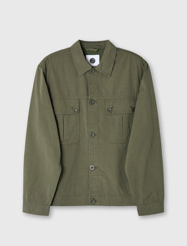 Pretty Green Bostall Solid Overshirt – Dark Green