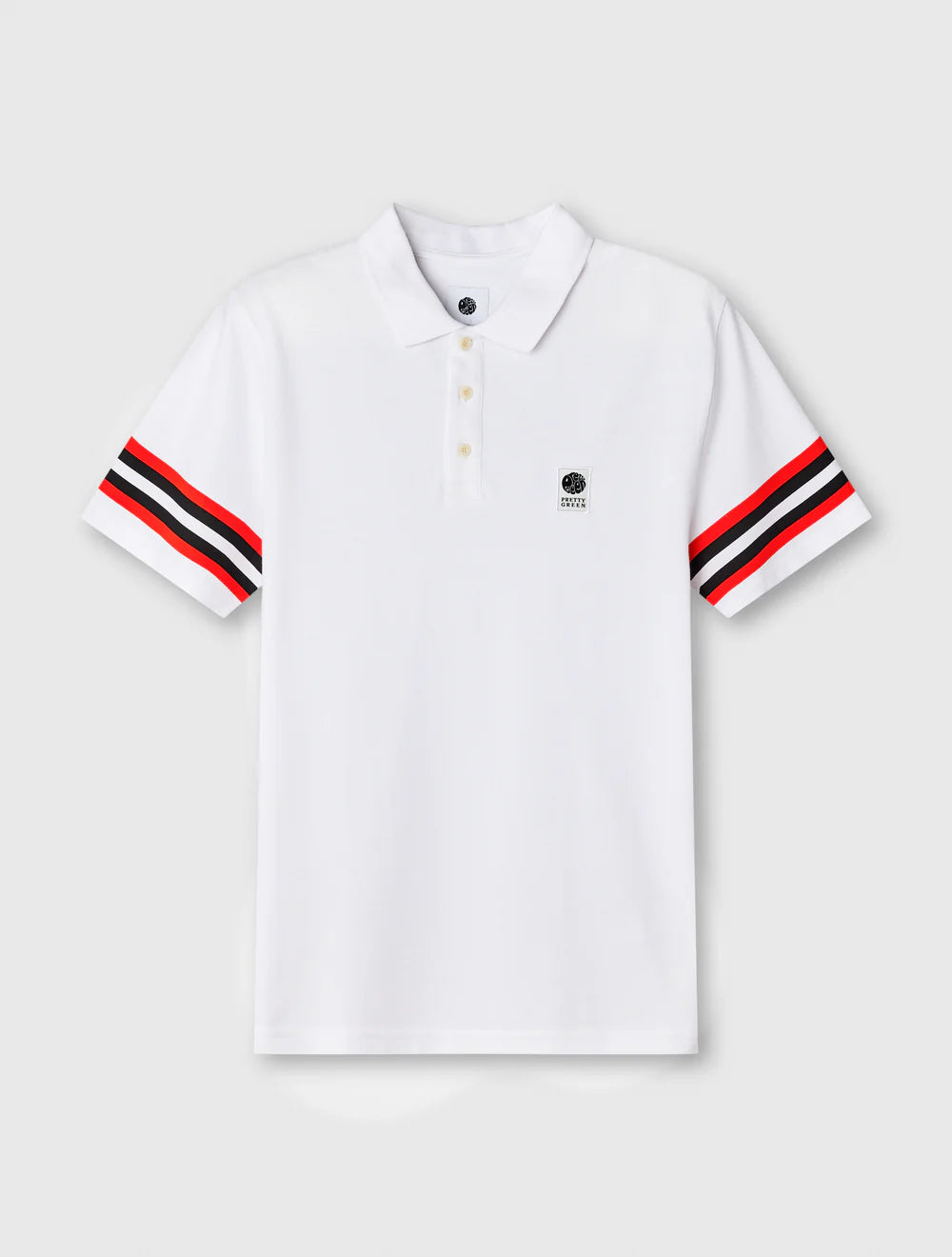 Pretty Green Stratosphere Sleeve Stripe Polo – White