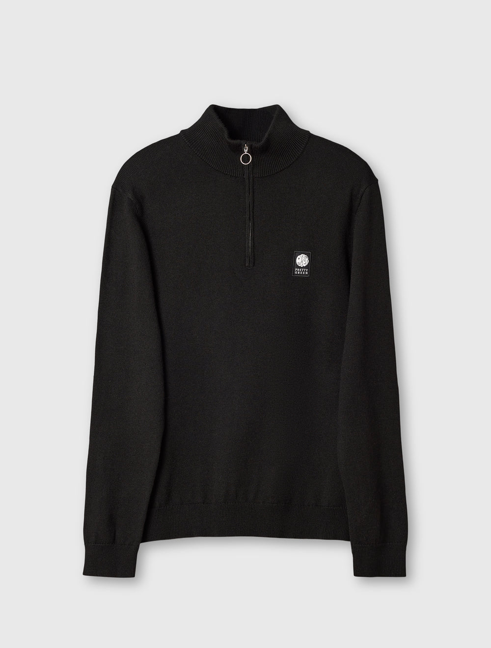 Pretty Green Merino Blend 1/4 Zip Jumper – Black